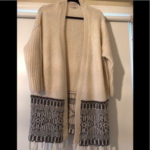 Moon River - Printed Fringe Longline Cardigan